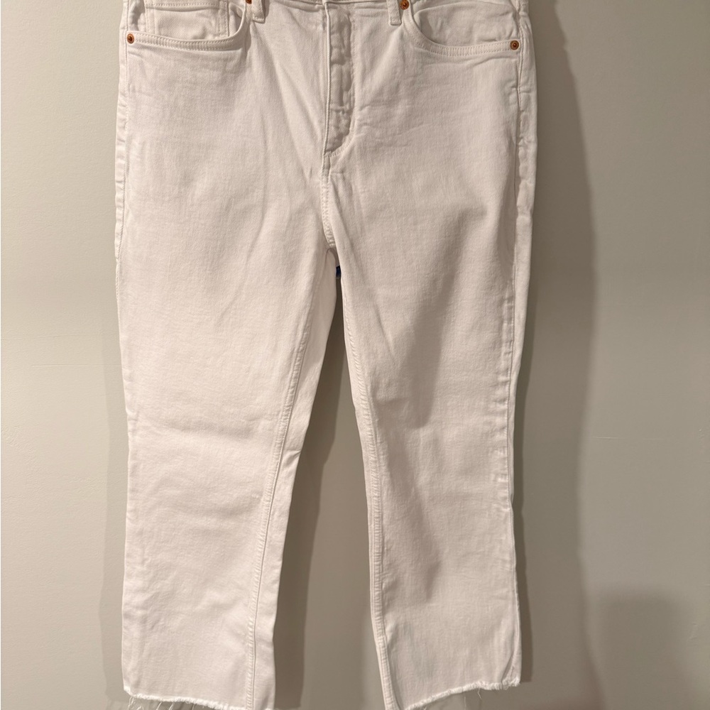 Zara White Cropped Flared Leg Jeans